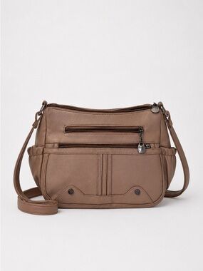 Everyday Taupe Crossbody Bag with Multiple Pockets